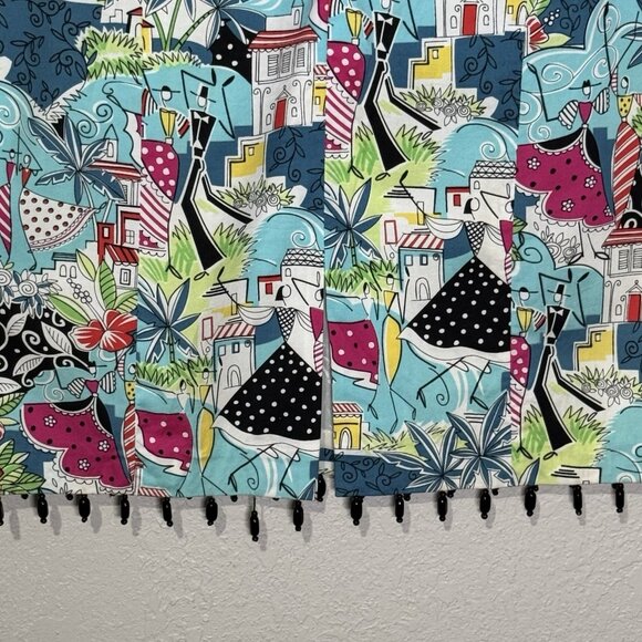 Kelly and Diane Vibrant Print Halter Beaded Trim  Dress Size 10 Cruise Vacation - Picture 14 of 16